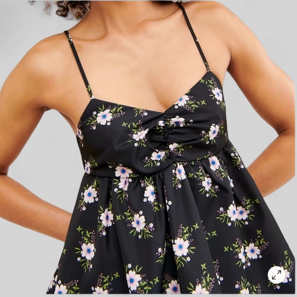Free People-Babydoll Dress-black floral-Small-In a Bubble Style-NWT-retail $128 - Picture 11 of 11
